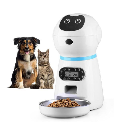 3.5L Automatic Robot Smart Pet Feeder with Stainless Steel Food Tray - bnotebuzz