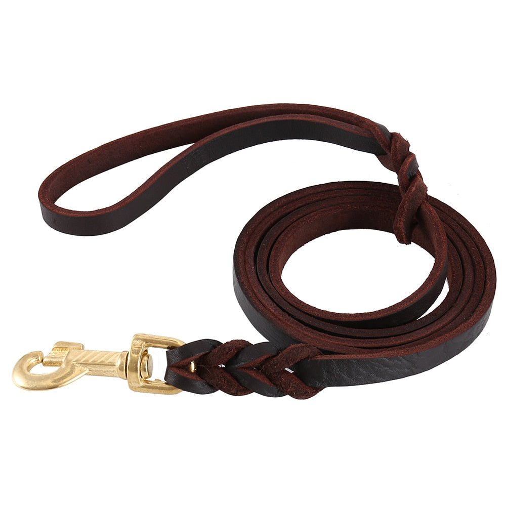 1.6/2.4M Braided Leather Dog Leash