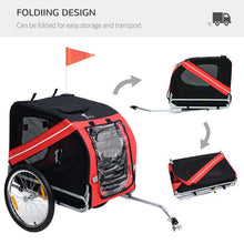 Load image into Gallery viewer, Dog Bicycle Trailer w/Red Safety Sign, Tow Hook - Red/Black
