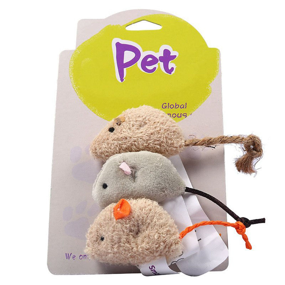 3Pc Mouse Toys for Kitty, with Squeaky Noise