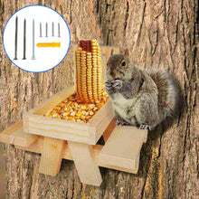 Load image into Gallery viewer, Wooden Squirrel Picnic Table Pets Food Storage
