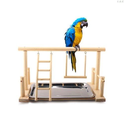 Pet Bird Fun Time Training Playground with Food Tray - bnotebuzz