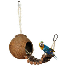 Load image into Gallery viewer, Cage Coconut Shell Bird Nesting House with Ladder - bnotebuzz
