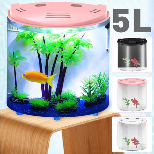 5L USB LED Half Moon Mini Aquarium Acrylic Desktop - bnotebuzz
