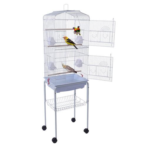 Metal Bird Cage On Rolling Stand - bnotebuzz