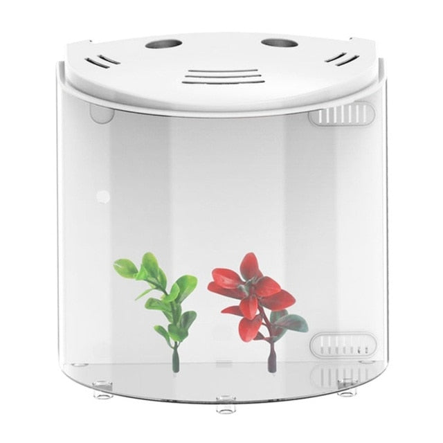 5L Mini Fish Aquarium With Water Filter and Quiet Air Pump, LED, Portable, USB; 3 Color Options - bnotebuzz