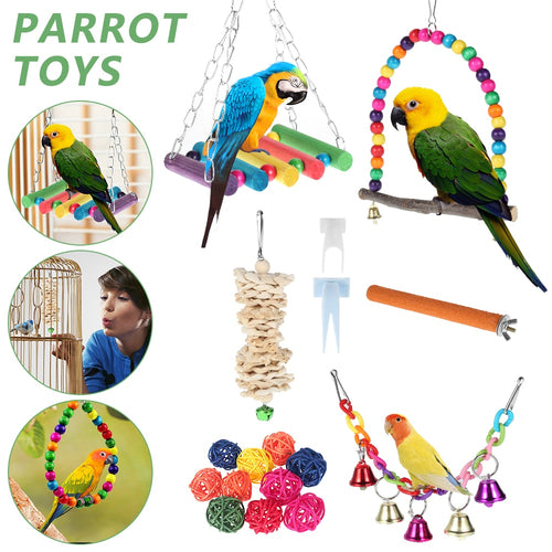 Pet Bird Toys, 10 Piece and 17 Piece Sets Available - bnotebuzz