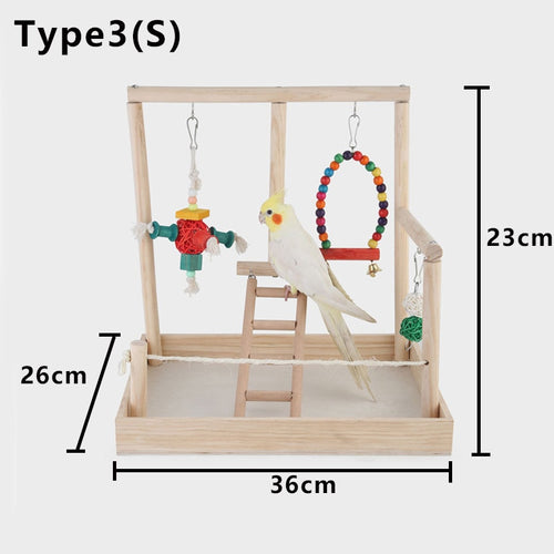 Wooden Bird Perch Stand and Playground, 3 Sizes/Types Available - bnotebuzz