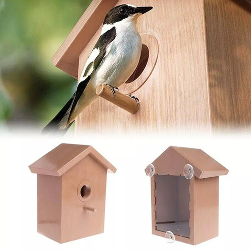 Wood Bird Nest Outdoor Suction Cup Install - bnotebuzz