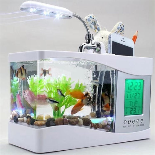 Multifunctional Small Fish Tank with Lighting, Digital - bnotebuzz