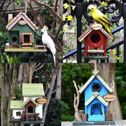 Wood Handmade Hanging Outdoor Bird House, Balcony or Backyard; Options Available - bnotebuzz