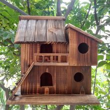 Load image into Gallery viewer, Outdoor Bird House for 4 Birds, Wood, 2 Size Options - bnotebuzz
