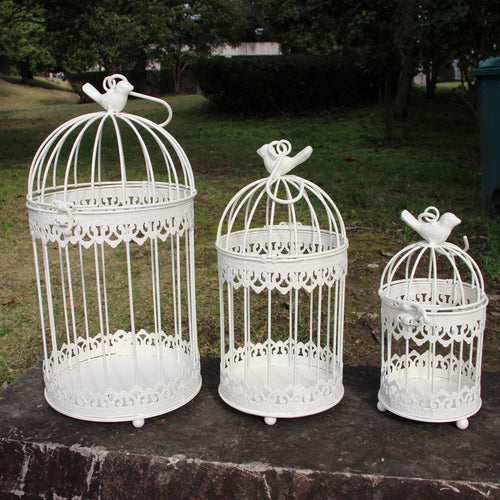 Decorative Retro White Bird Cage for Larger Birds or Decorations, 3 Size Options Available - bnotebuzz