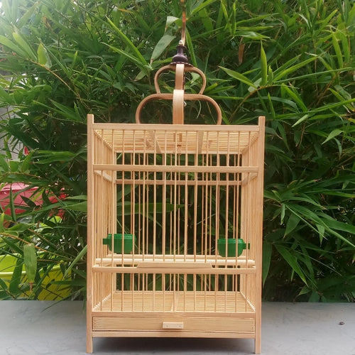 Luxury Bamboo Bird Cage; Optional with Cloth - bnotebuzz