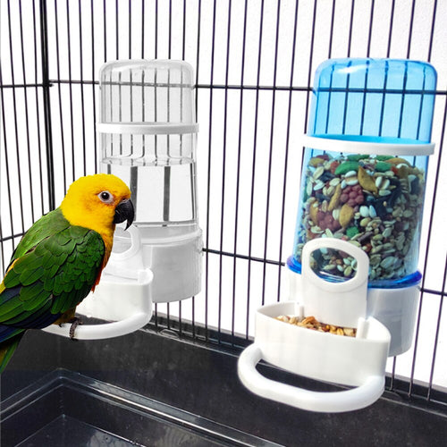 Bird Food or Water Dispenser; Clear or Blue - bnotebuzz