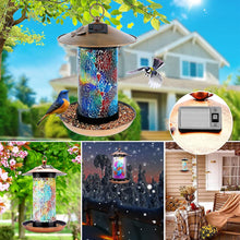 Load image into Gallery viewer, Hanging Outdoor Bird Feeder with Solar Powered Light - bnotebuzz
