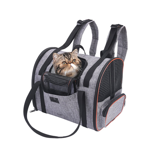 Small Multi-functional Folding Pet Carrier; Gray - bnotebuzz